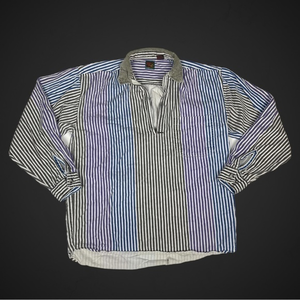 Vintage‎ PB&Co Long Sleeve Polo Striped 1/4 Zip Corduroy Collar